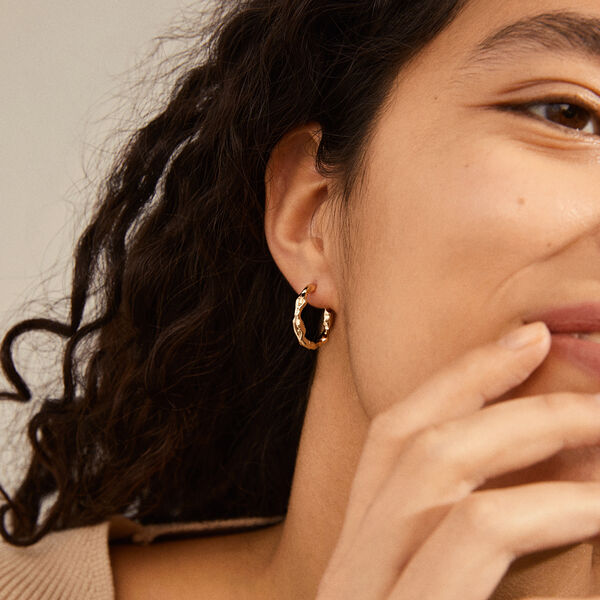 ZION Organic Shaped Hoops Medium, gold plated, Pilgrim