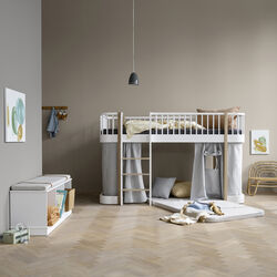Wood Original Low Loft Bed 90x200 cm, white/oak, Oliver Furniture