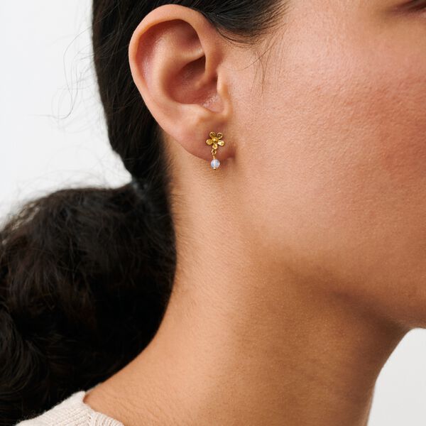 Moonstone Poppy Earsticks, gold plated, Pernille Corydon Jewellery