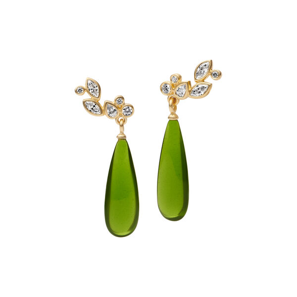 Treasure Drop Earrings, gold/moss green, Julie Sandlau