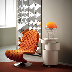 Draht-Tischlampe, orange, Verpan