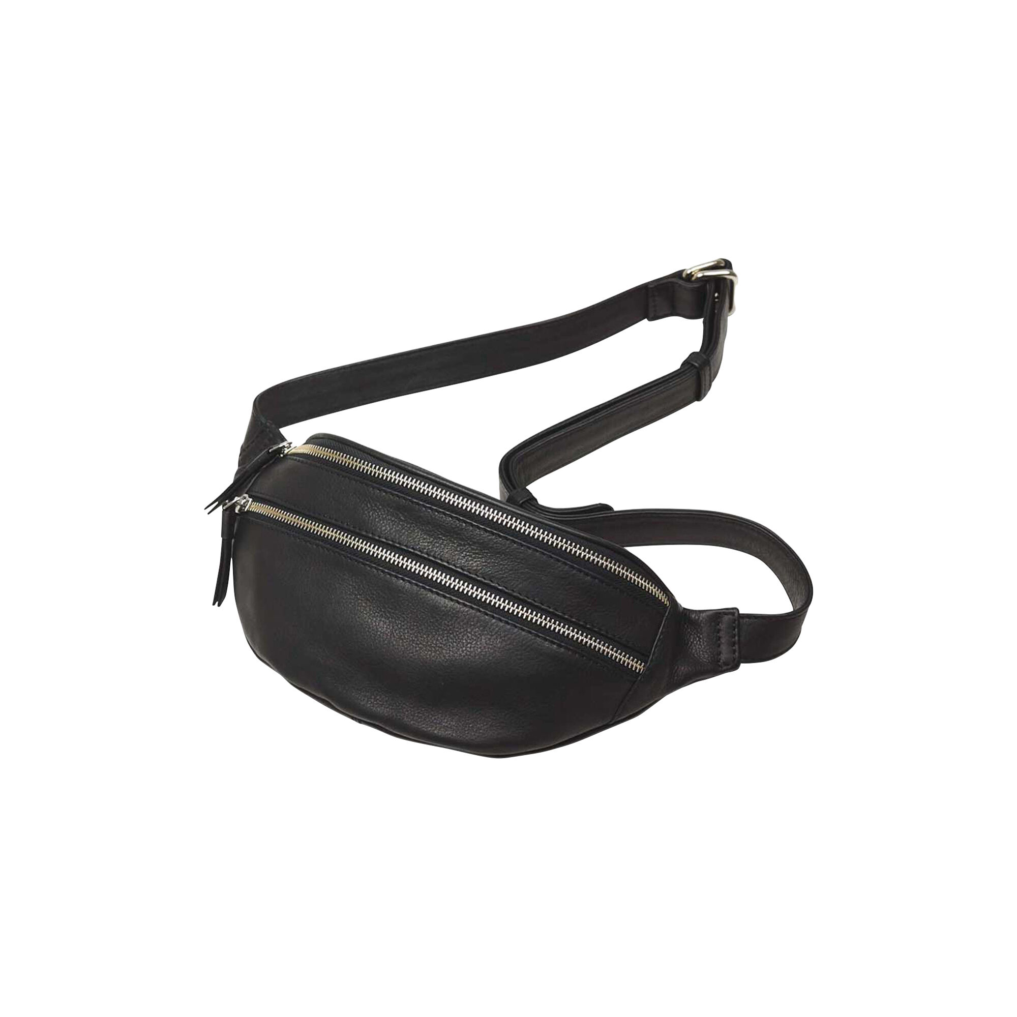 Leather bum bag black top