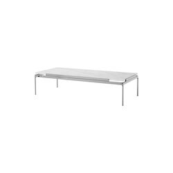 Sett LN12 Coffee Table, bianco carrara marble/dark chrome, &Tradition