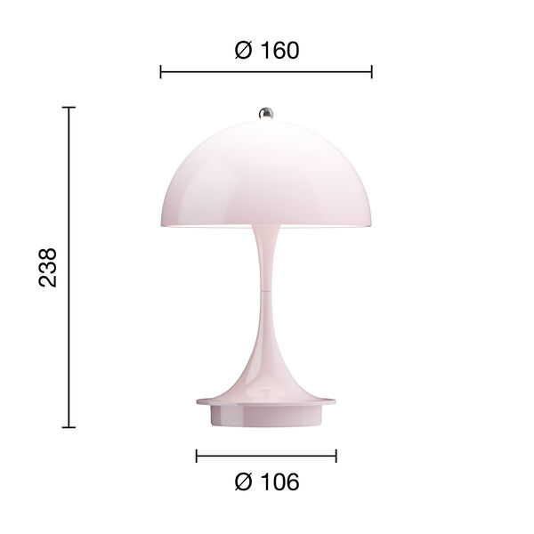 Panthella 160 Portable Table Lamp, opal pale rose, Louis Poulsen