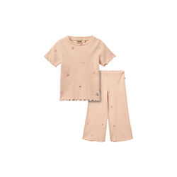 Set T-shirt S/S & hosen Alicia, rose flowers, Wheat