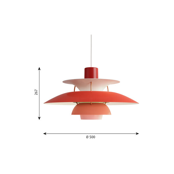 PH 5 Pendelleuchte, rot, Louis Poulsen