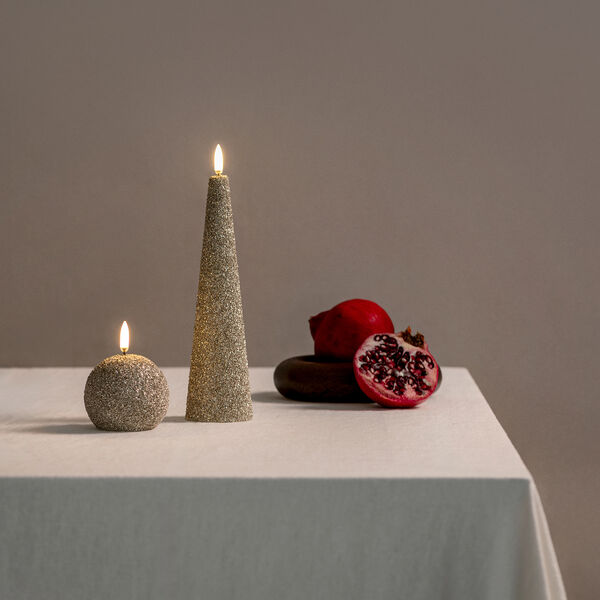 LED-Rundkerze, Champagner/Glitzer, Uyuni Lighting