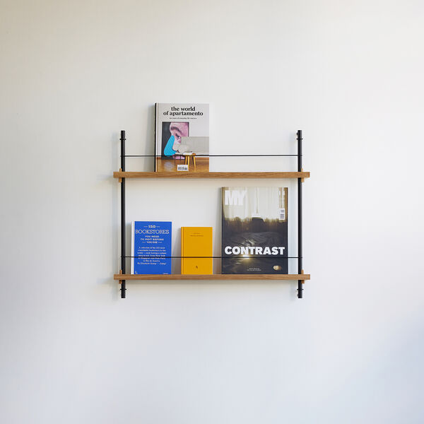 Magazine Shelving Small, oak/black, MOEBE