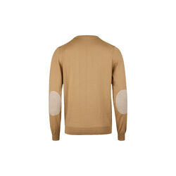 Sweater Knitted Crew Neck With Patch Merino Wool, beige, Stenstr&ouml;ms