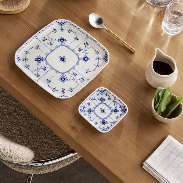 Musselmalet Halbspitze quadratischer Teller 10,5 cm, Royal Copenhagen