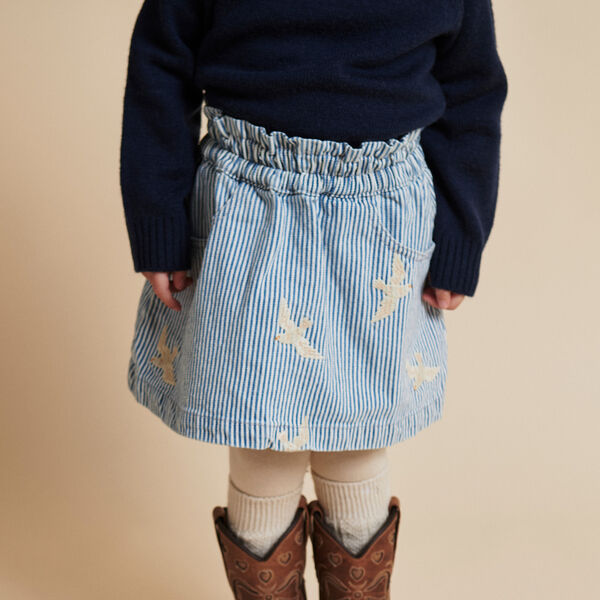 Garngefärbter Twill-Rock mit Stickerei, denim blue stripe, Copenhagen Colors Organics