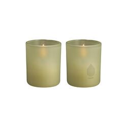 Glass Candle 2-pack, light green leaf, Uyuni Lighting