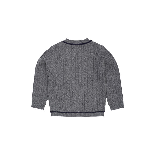 Cardigan aus Lammwolle im Grandad-Stil, dark grey/blue comb., Copenhagen Colors Organics