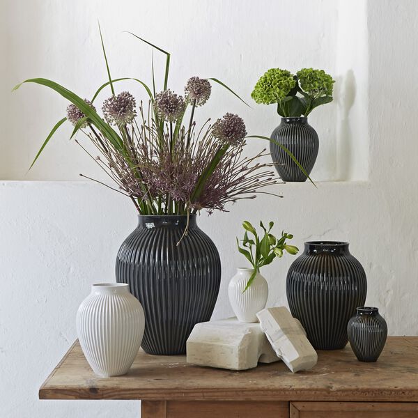 Knabstrup Vase Ripple, schwarz, Knabstrup Keramik