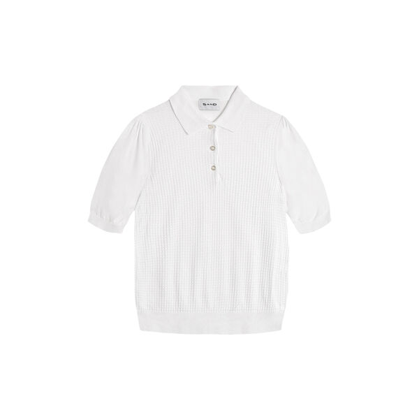 5445 WW - Retro-Poloshirt Puff, pure white, SAND Copenhagen