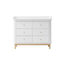 Wood Nursery Dresser 6 Drawers with Large Top, white/oak, Oliver Furniture
