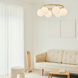 Miira 6 Circular Pendant, brass/opal, Nuura