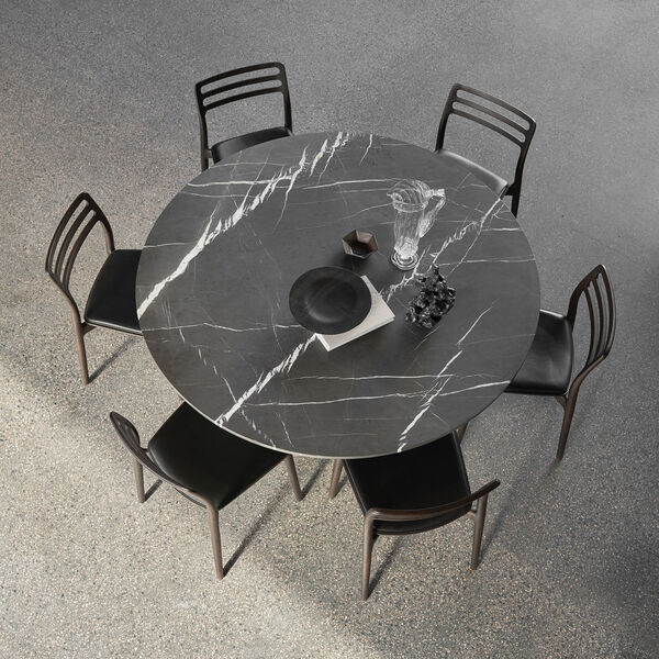 VIPP495 Cabin Runder Tisch, Pietra Grey/dunkle Eiche, Vipp