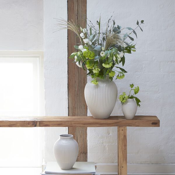 Knabstrup-Vase mit Rillen, grau, Knabstrup Keramik