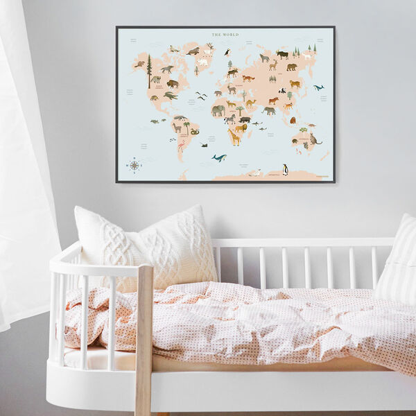 Weltkarte mit Tieren Plakat, ViSSEVASSE