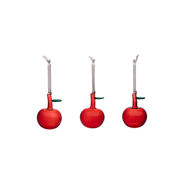 Glass Apple 3 pcs, red, Iittala
