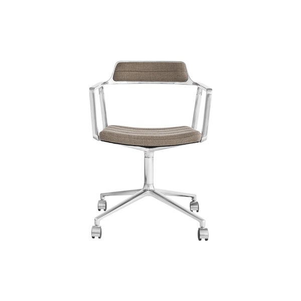VIPP452 Drehstuhl mit Lenkrollen, dunkler Sand/poliertes Aluminium VIPP452 Drehstuhl mit Lenkrollen, dunkler Sand/poliertes Aluminium, Vipp