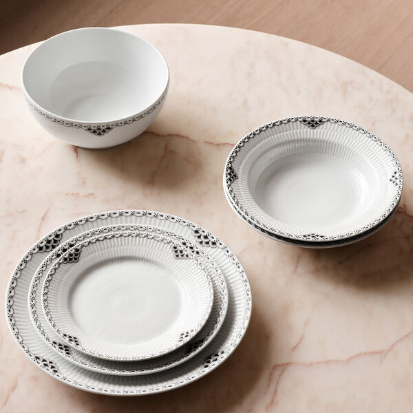Schwarzer gerippter Spitzen-Suppenteller &Oslash; 21 cm, Royal Copenhagen