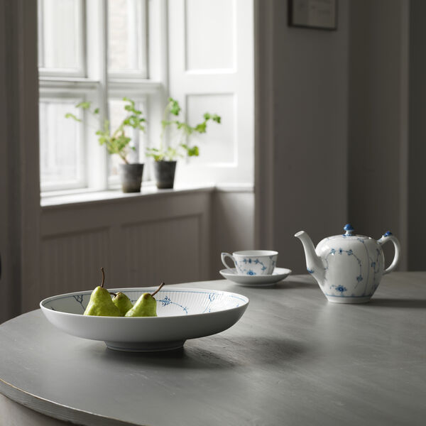 Musselmalet Gerippt Schale 34 cm, Royal Copenhagen