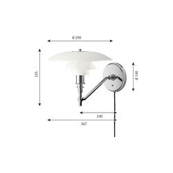 PH 3/2 Wandleuchte, chrom, Louis Poulsen