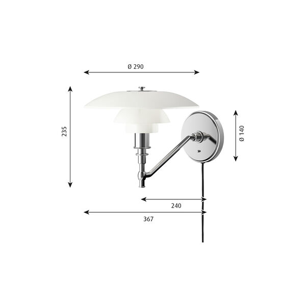 PH 3/2 Wandleuchte, chrom, Louis Poulsen