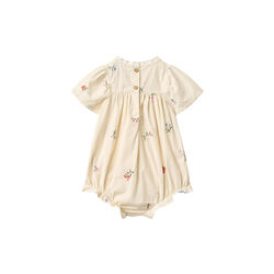 Strampler Margit, mit Blumenstickerei in ivory, Wheat