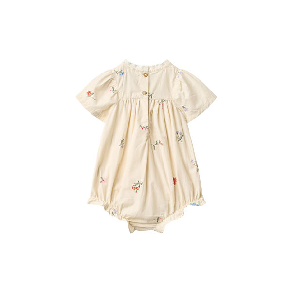 Strampler Margit, mit Blumenstickerei in ivory, Wheat