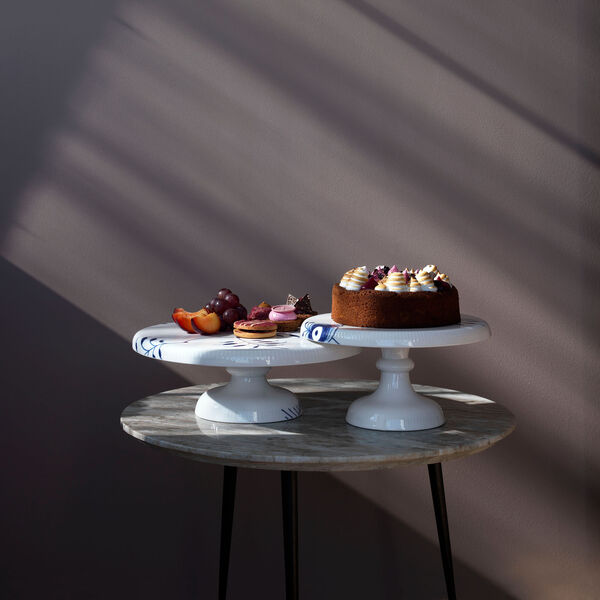 Mega Blau Gerippt Platte auf Fuß, Royal Copenhagen