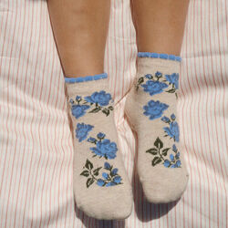 2er-Pack Jacquard-Socken mit Blumen- und Kirschmuster, amarena/tramonto, Konges Sl&oslash;jd