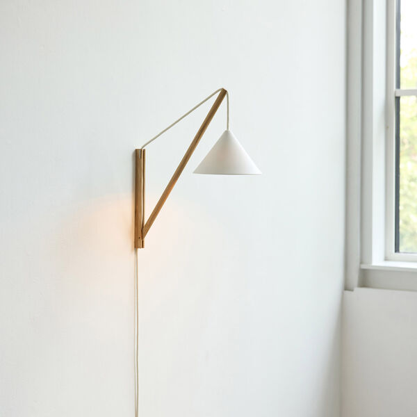 Suspended Wall Lamp, oak/white, MOEBE