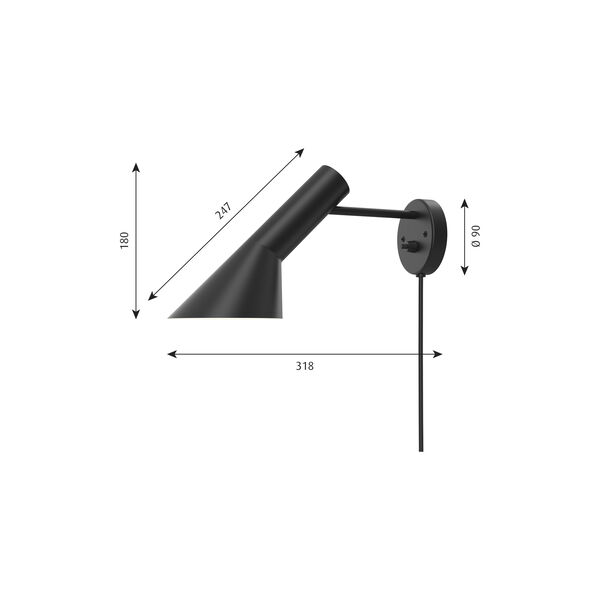 AJ Wall Lamp, black, Louis Poulsen