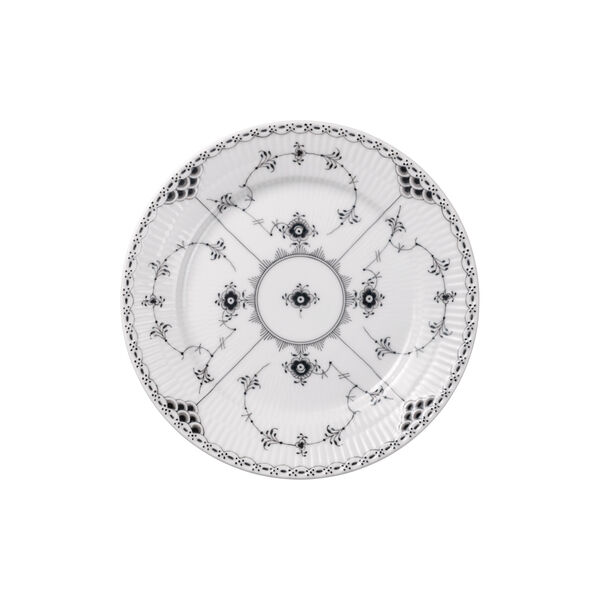 Schwarzer Teller Musselmalet Halbspitze &Oslash; 19 cm, Royal Copenhagen