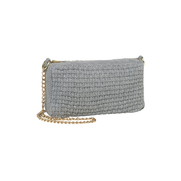 Knitted Clutch Chain Petra, med grey melange Knitted Clutch Chain Petra, med grey melange, By LOHN