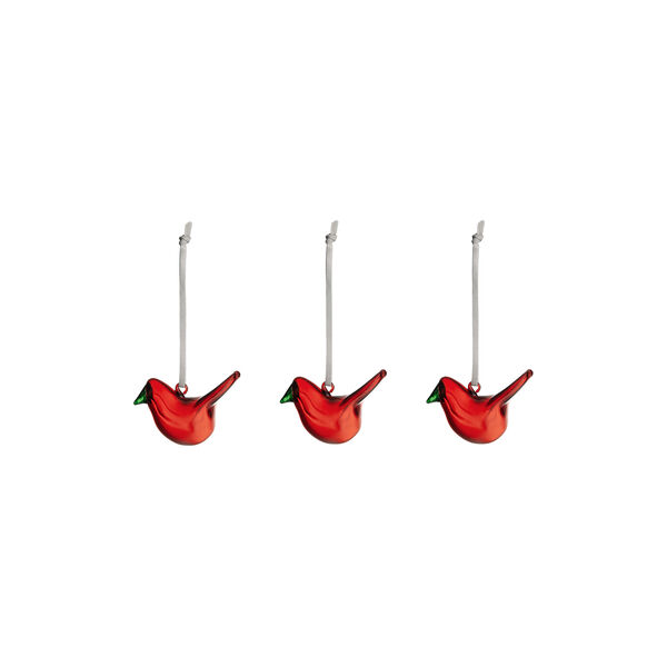 Mini Glass Birds set of 3, red, Iittala