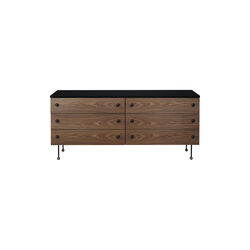 62 Sideboard mit 6 Schubladen, Nussbaum/Schwarz, GUBI