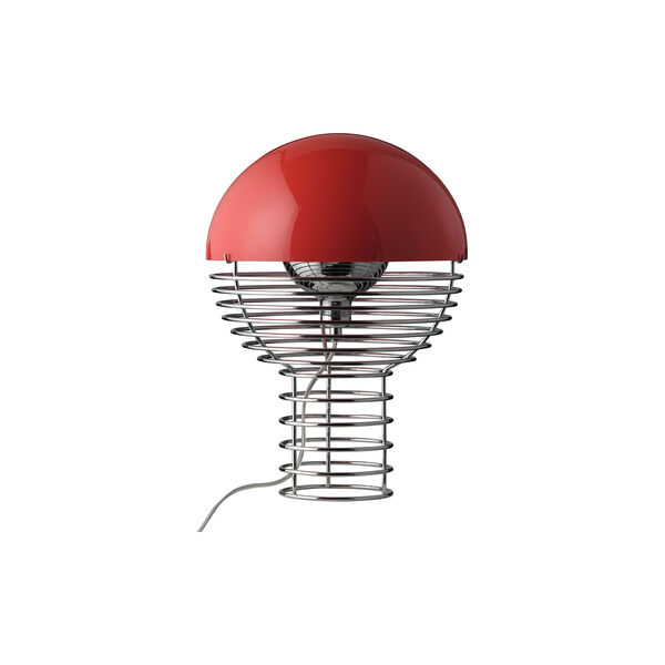 Draht-Tischlampe, rot, Verpan