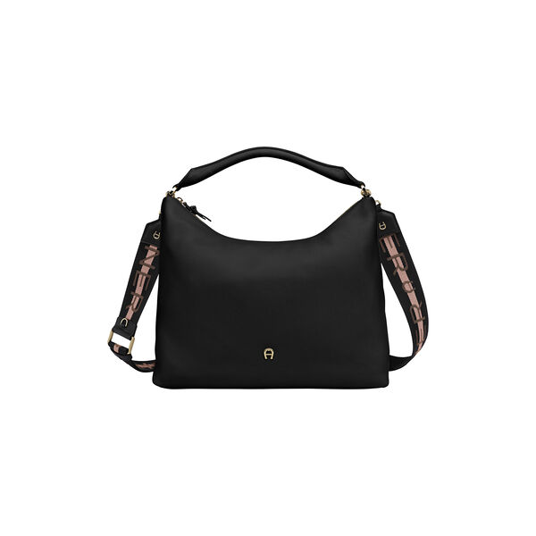 Zita Hobo Bag M, black coloured, Aigner