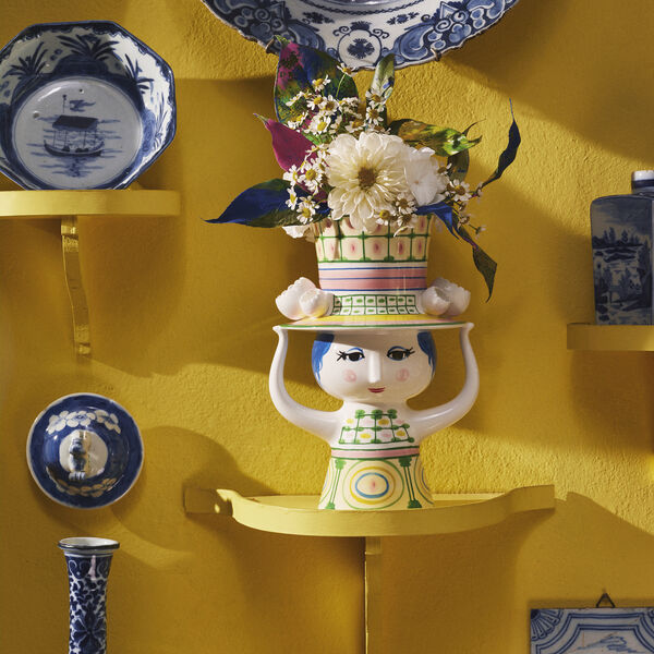 Dame mit Hut Vase, grün, Bjørn Wiinblad