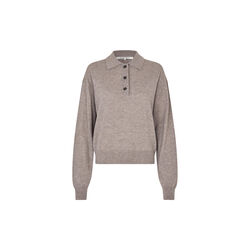 Claro Strick-Poloshirt, mid brown melange, Second Female