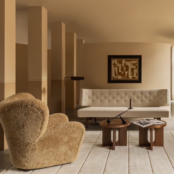 The Tired Man Lounge Chair & Ottoman, dark stained oak/honey, Audo Copenhagen