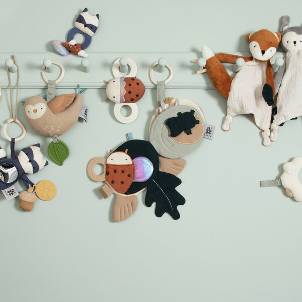 Luca the Ladybird Activity Rattle with Mirror, dark orange, Sebra