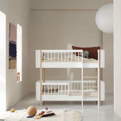 Wood Mini+ Low Bunk Bed 68x162cm, white/oak, Oliver Furniture