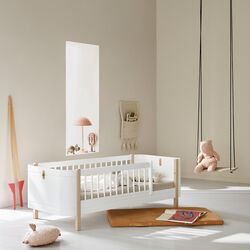 Wood Mini+ Junior Bed 68x162cm, white/oak, Oliver Furniture