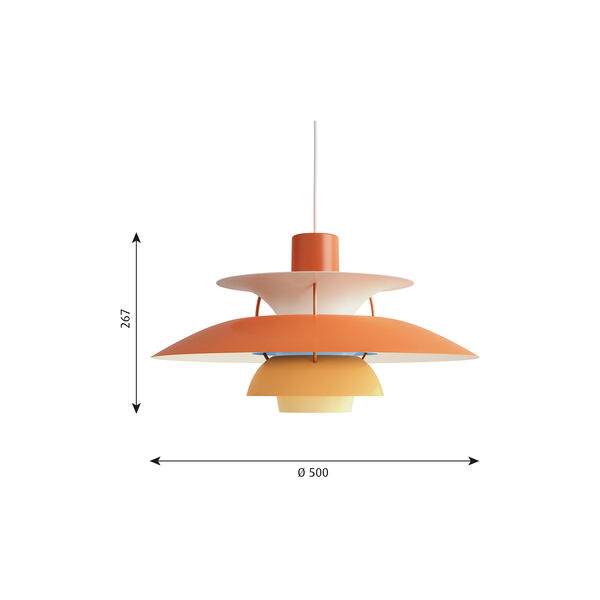 PH 5 Pendelleuchte, orange, Louis Poulsen