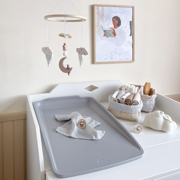 Gesteppte Aufbewahrungskörbe, 2er-Set, classic stripes blue/praline, Cam Cam Copenhagen